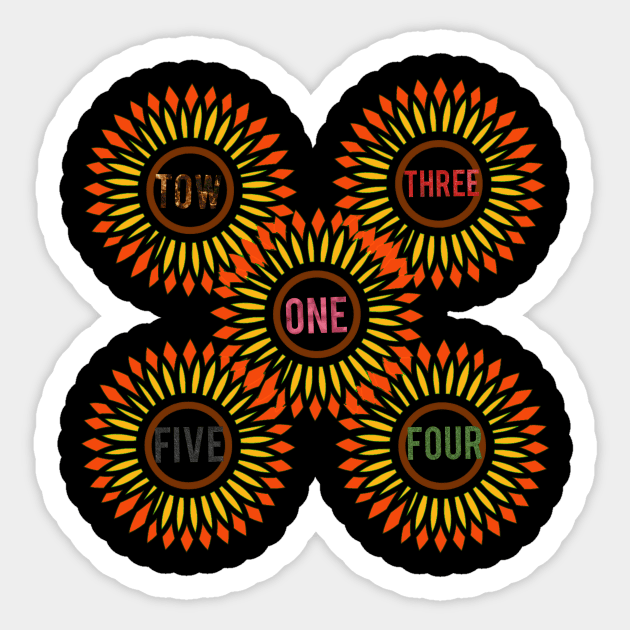 One tow three four five Sticker by Lebrirshop